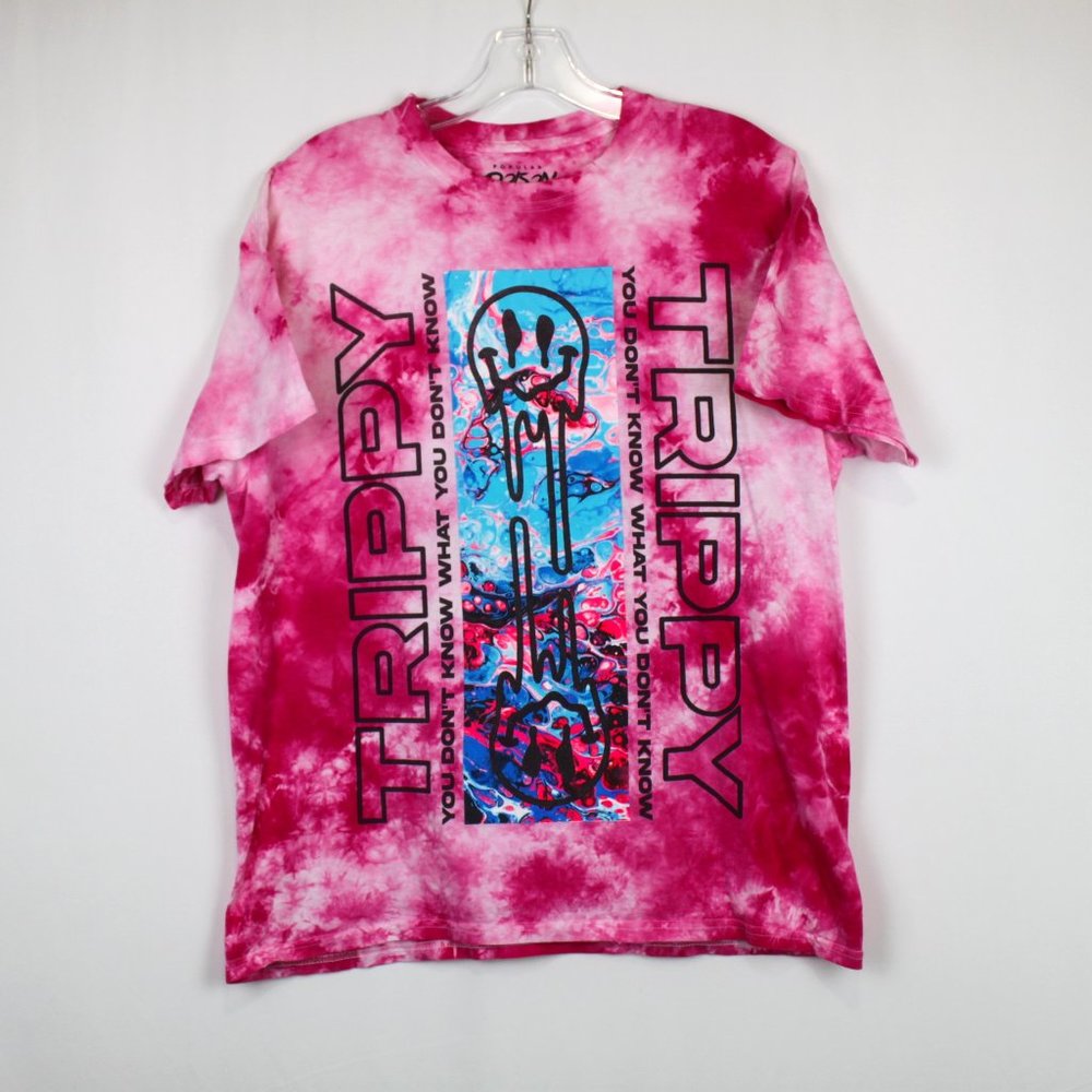 Popular Poison XL Pink Tie Dye Short Sleeve Trippy Graphic Shirt